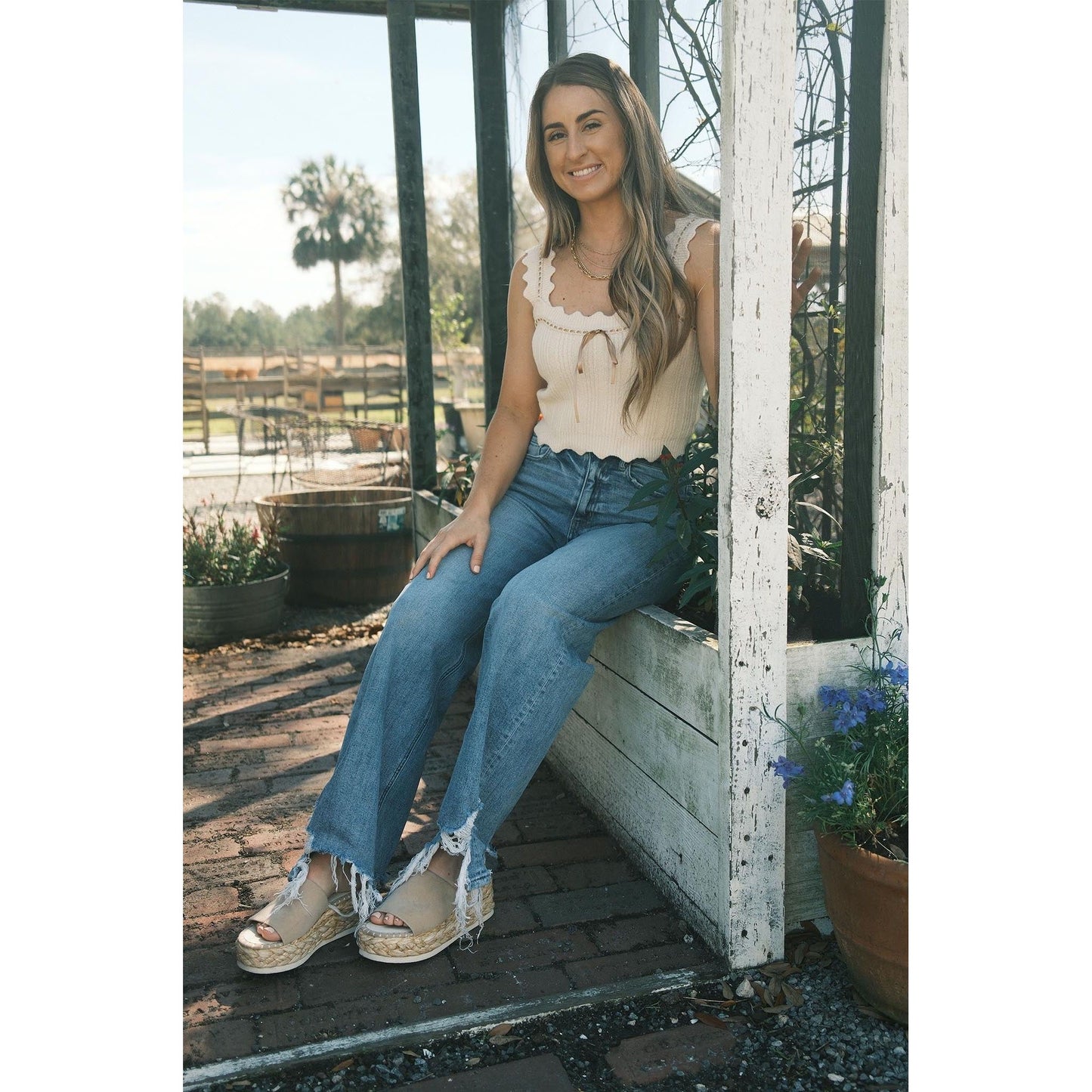 Distressed Hem Pants