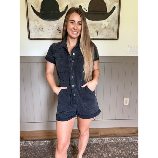 Black Denim Romper